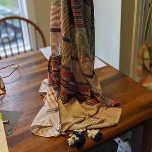 Destination Scarf - Indigo/Red Jacquard